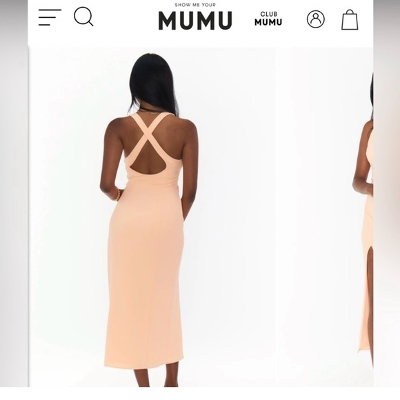 NWT Show Me Your Mumu Luca Midi Dress w/ Slit And Open Back ~ Cantaloupe/Orange - Picture 3 of 8